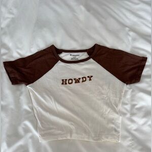 Bluenotes Brown and White Crop Top